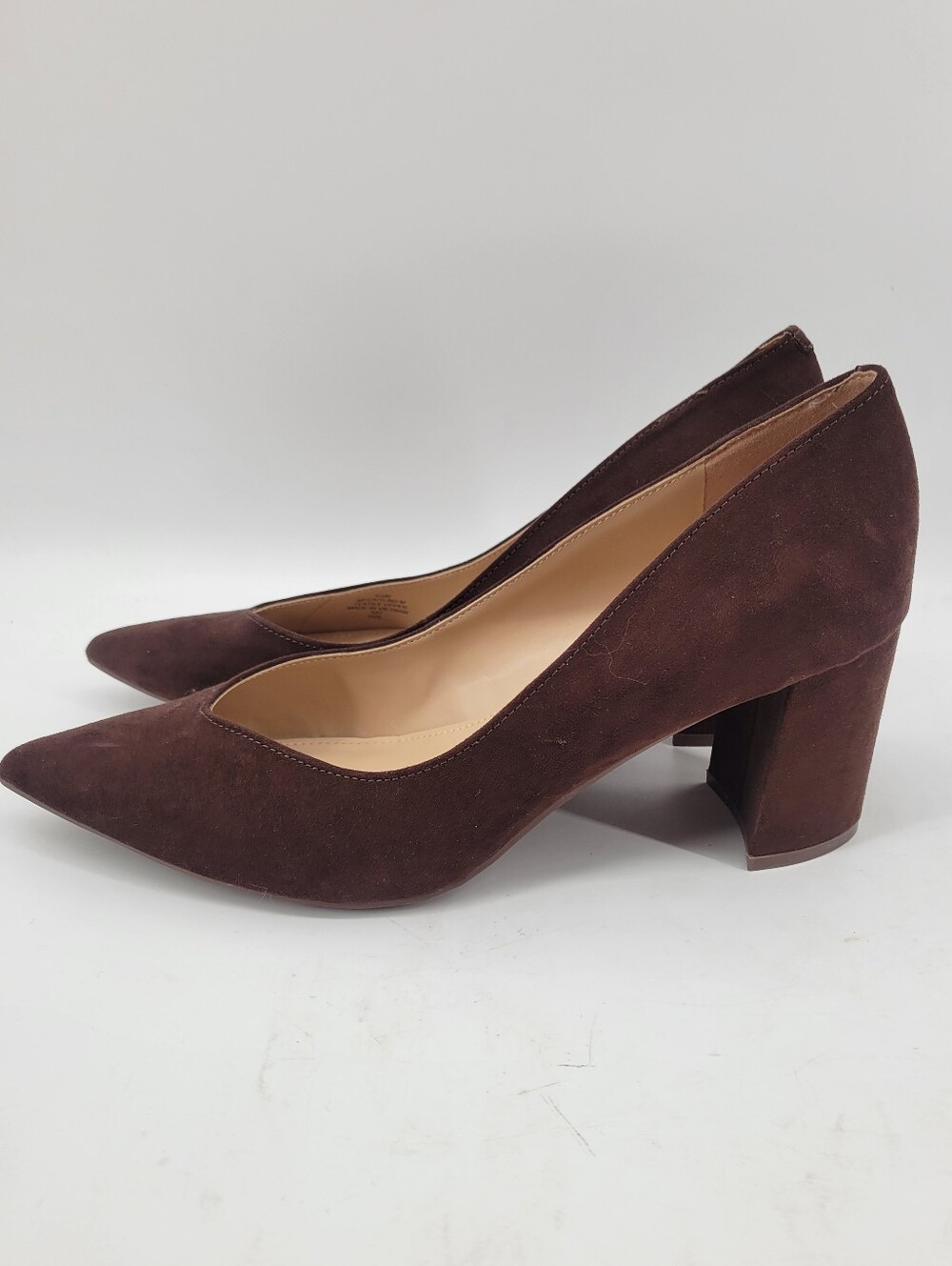 Marc Fisher LTD Zala Block Heel Pointy Toe Pumps in Dark Brown Suede Size 9.5